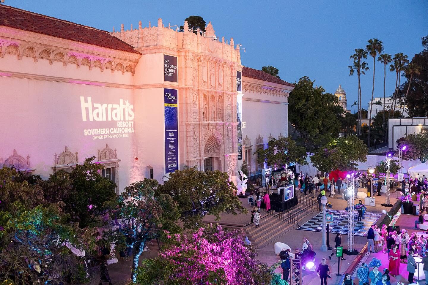Facade of the San Diego Museum of Art on the Plaza de Panama in Balboa Park